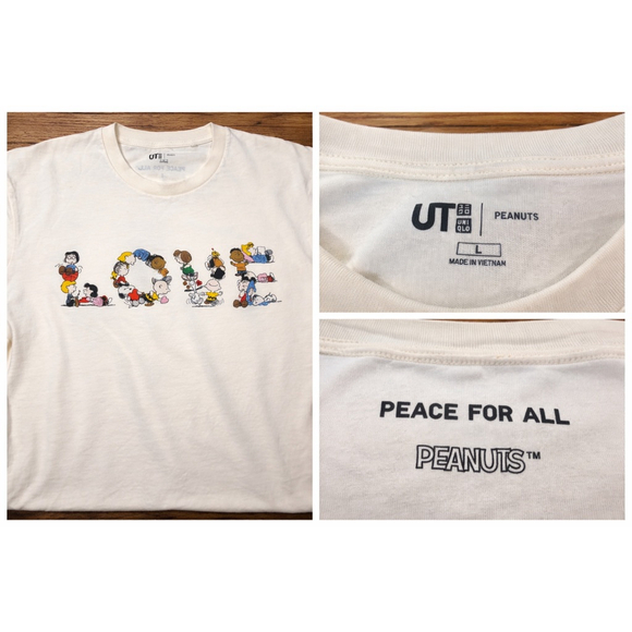 Uniqlo UT Peanuts Snoopy Peace Tops - Uniqlo UT Peanuts Peace For All Snoopy Graphic Tee Size L